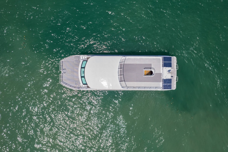 Aerial view of the beautiful coastline of Similan Islands, highlighting the clear water and lush veg