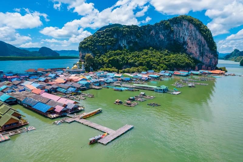 Limestone cliffs and clear waters at James Bond Island, providing a scenic view in Phuket.